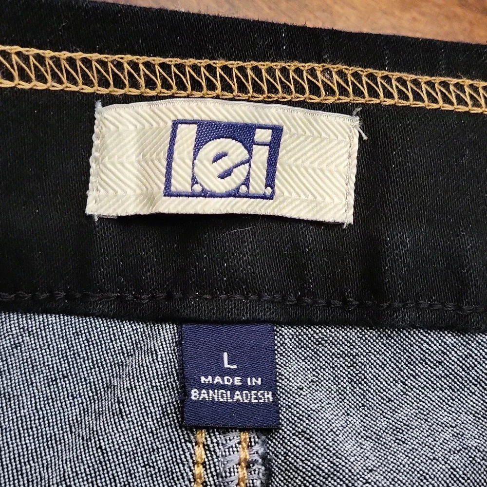 •L.E.I•HIGH WITH TAN STITCHING DARK SKINNY DENIM JEGGINGS SIZE LARGE - Picture 3 of 8
